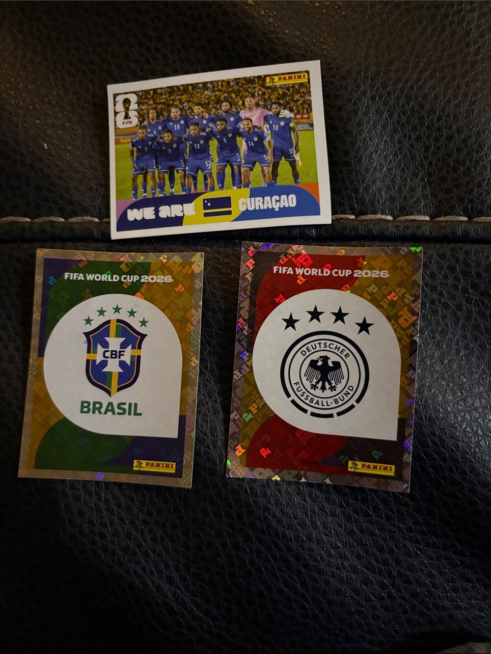 Panini FIFA World Cup 2026 Sticker Pack - Brazil, Germany & Curaçao Badges